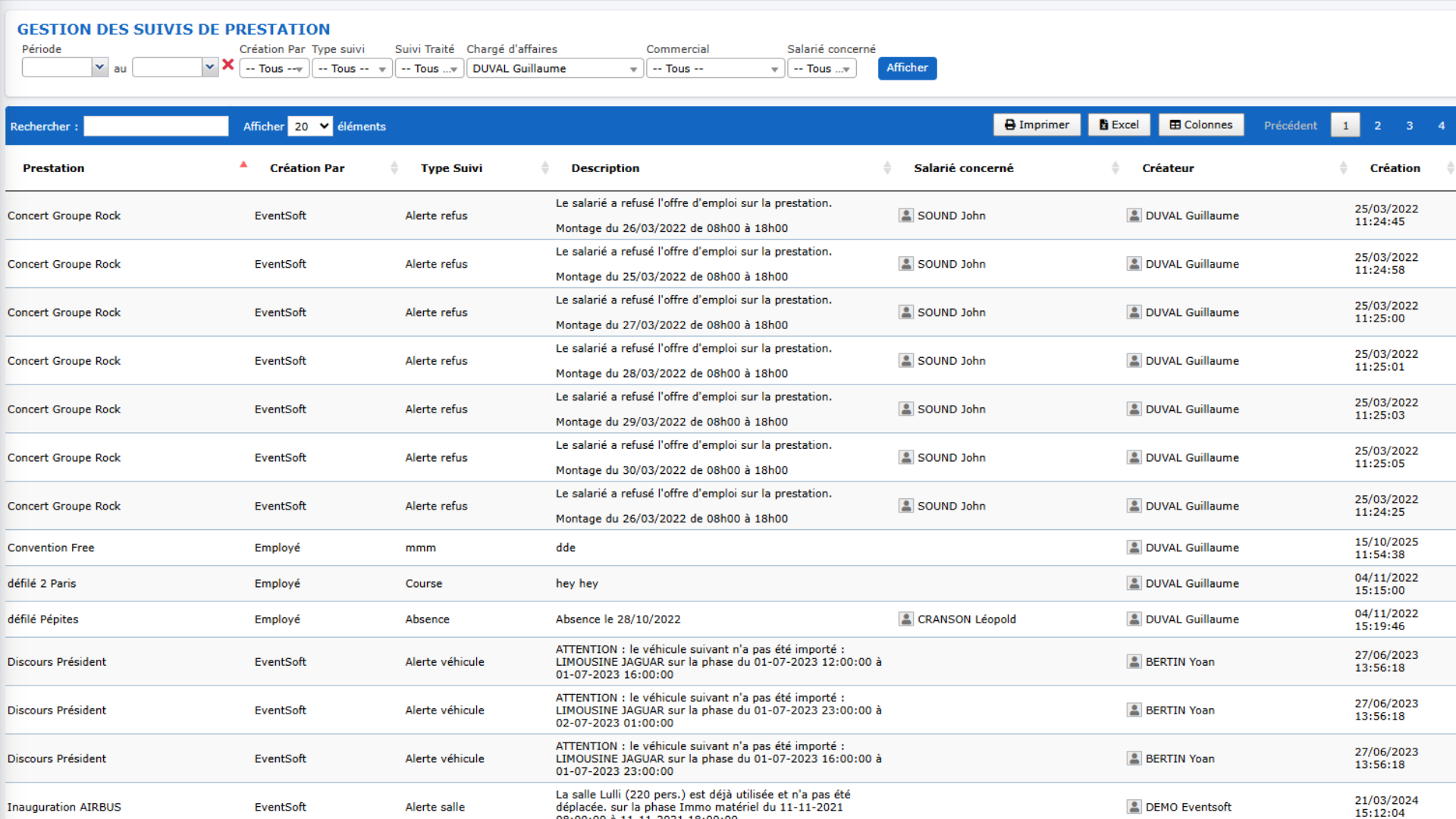 Gestion des prestations