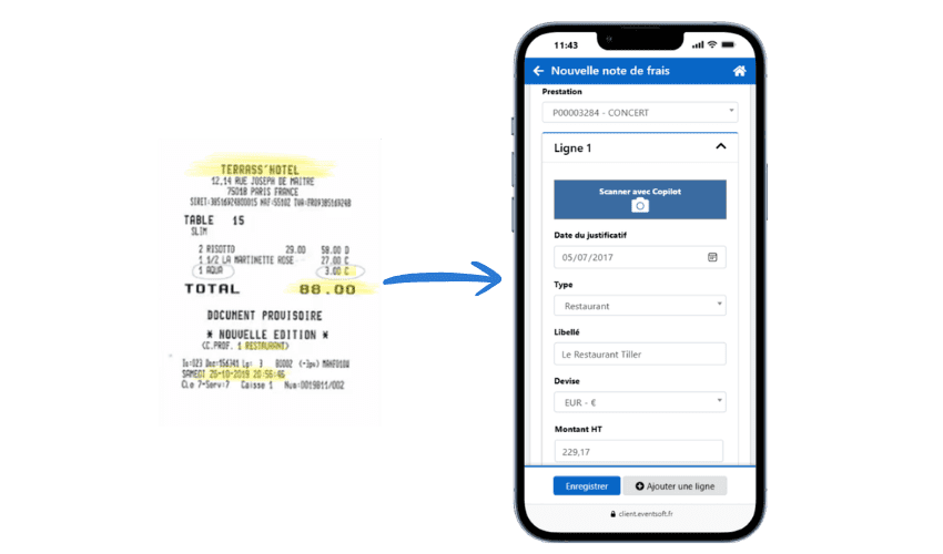 Zoom sur les notes de frais automatique sur l'App Unique